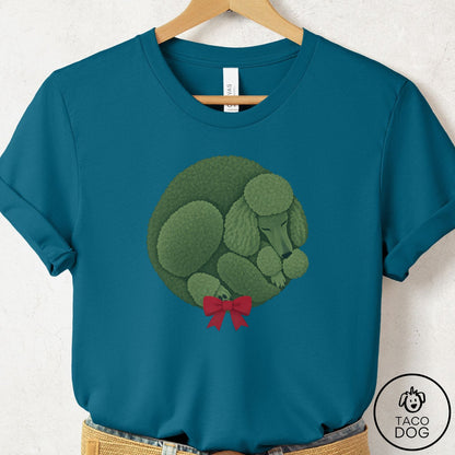 Poodle Wreath T-Shirt Deep Teal Taco-Dog