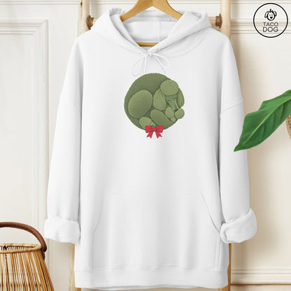 Poodle Wreath Hoodie White Taco-Dog