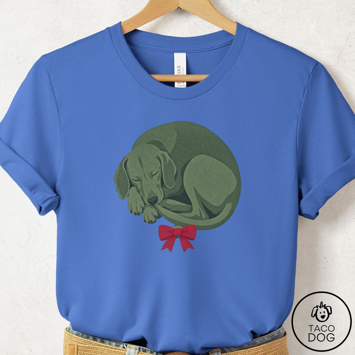 Vizsla Wreath T-Shirt Columbia Blue Taco-Dog