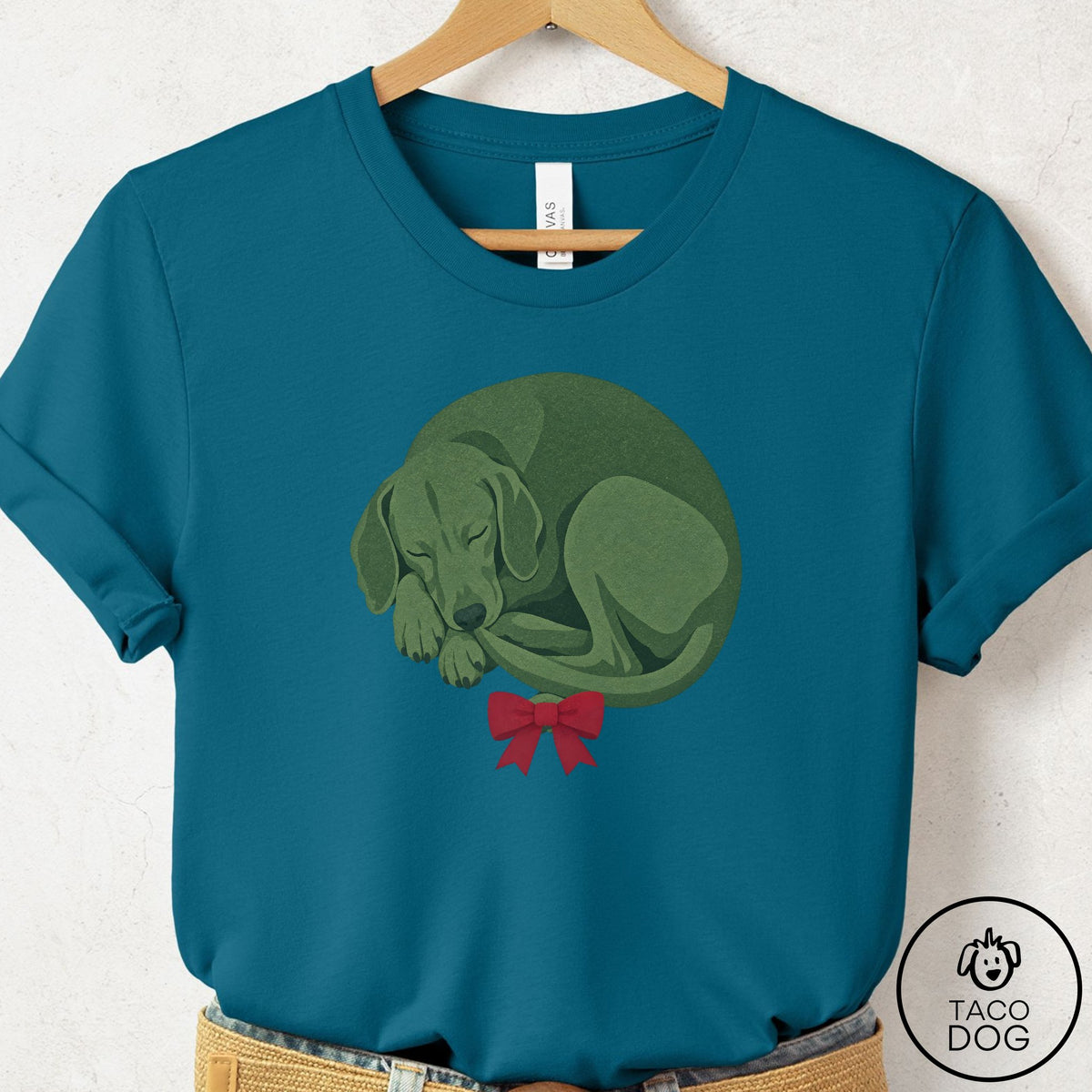 Vizsla Wreath T-Shirt Deep Teal Taco-Dog