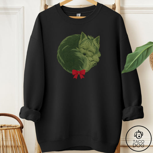 Yorkshire Terrier Yorkie Wreath Sweatshirt Black Taco-Dog