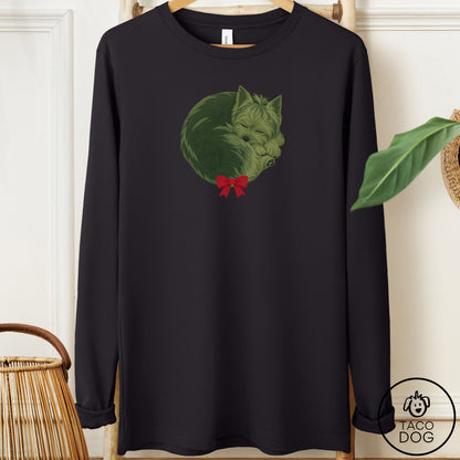 Yorkshire Terrier Yorkie Wreath Long Sleeve Tee Black Taco-Dog