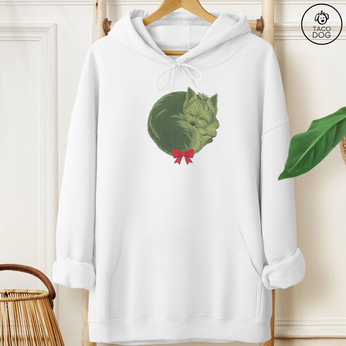 Yorkshire Terrier Yorkie Wreath Hoodie White Taco-Dog