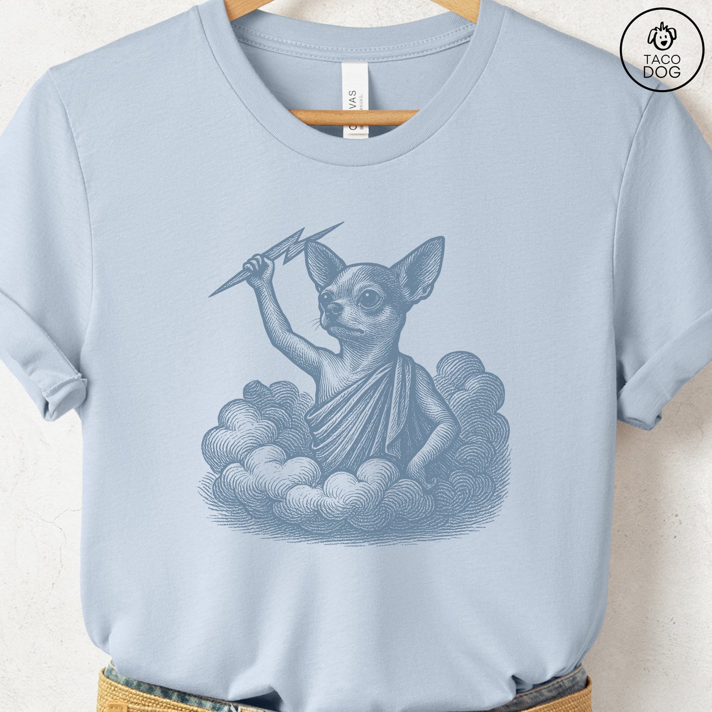 Chihuahua Zeus T-Shirt Light Blue S Taco-Dog