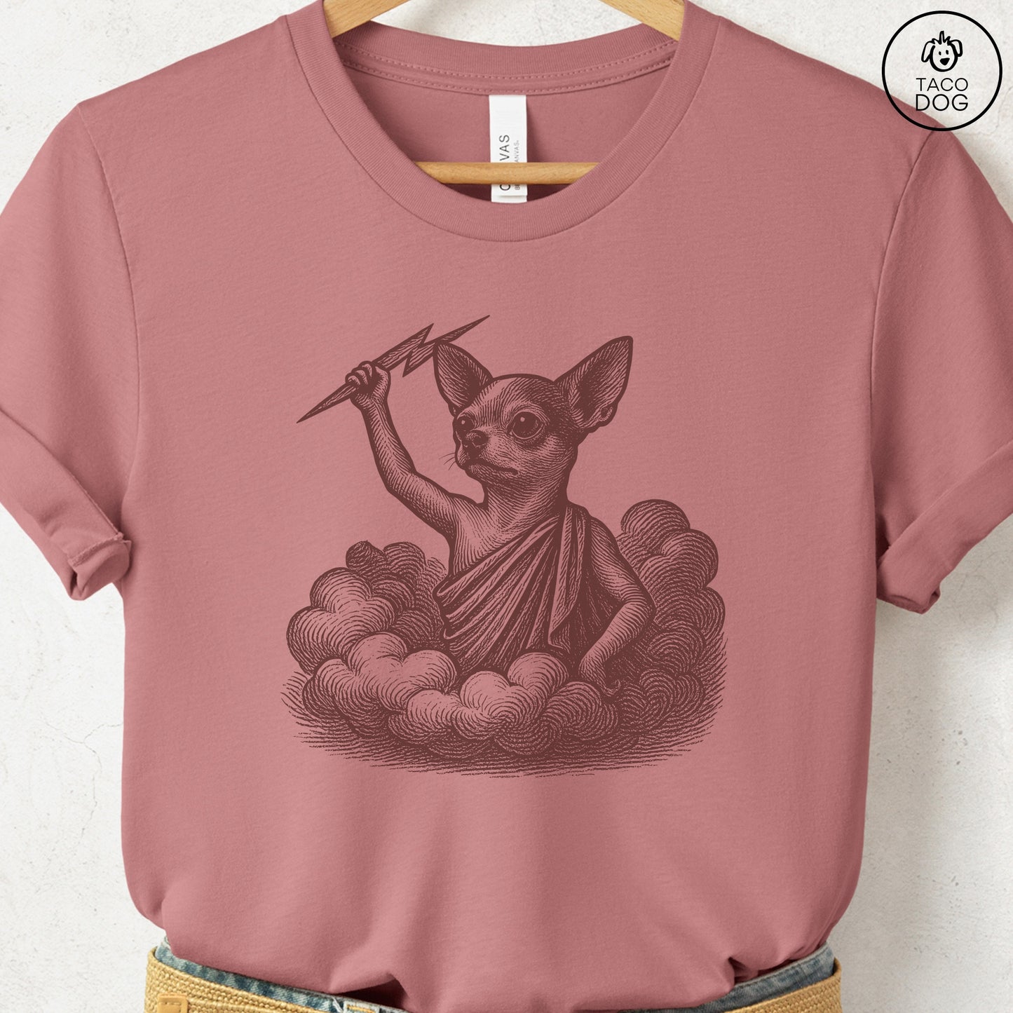 Chihuahua Zeus T-Shirt Heather Mauve S Taco-Dog