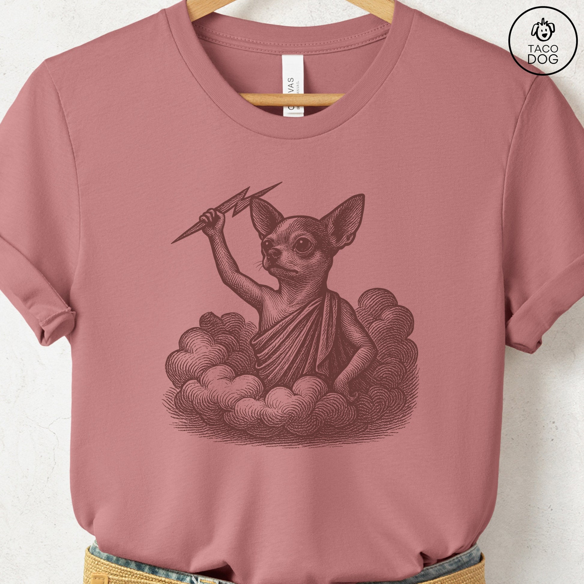 Chihuahua Zeus T-Shirt Heather Mauve S Taco-Dog