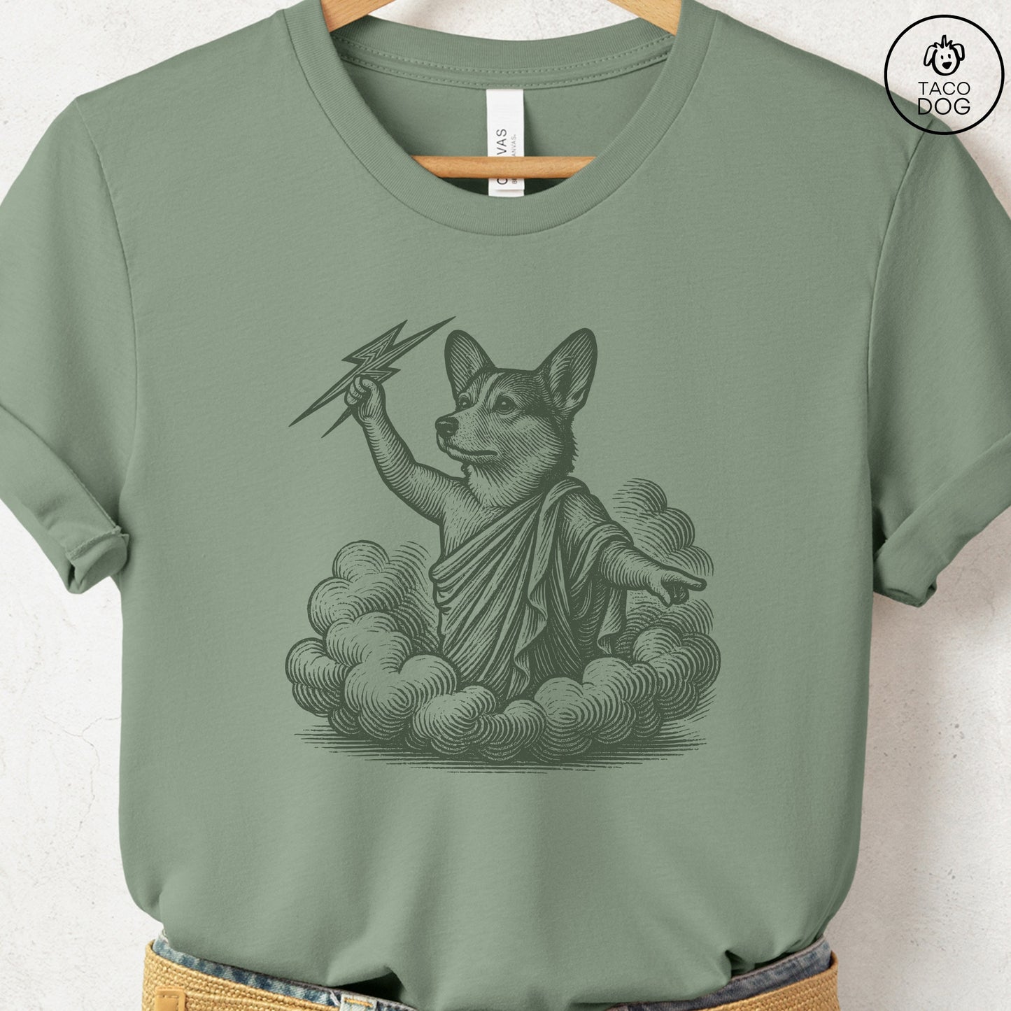 Corgi Zeus T-Shirt Sage S Taco-Dog