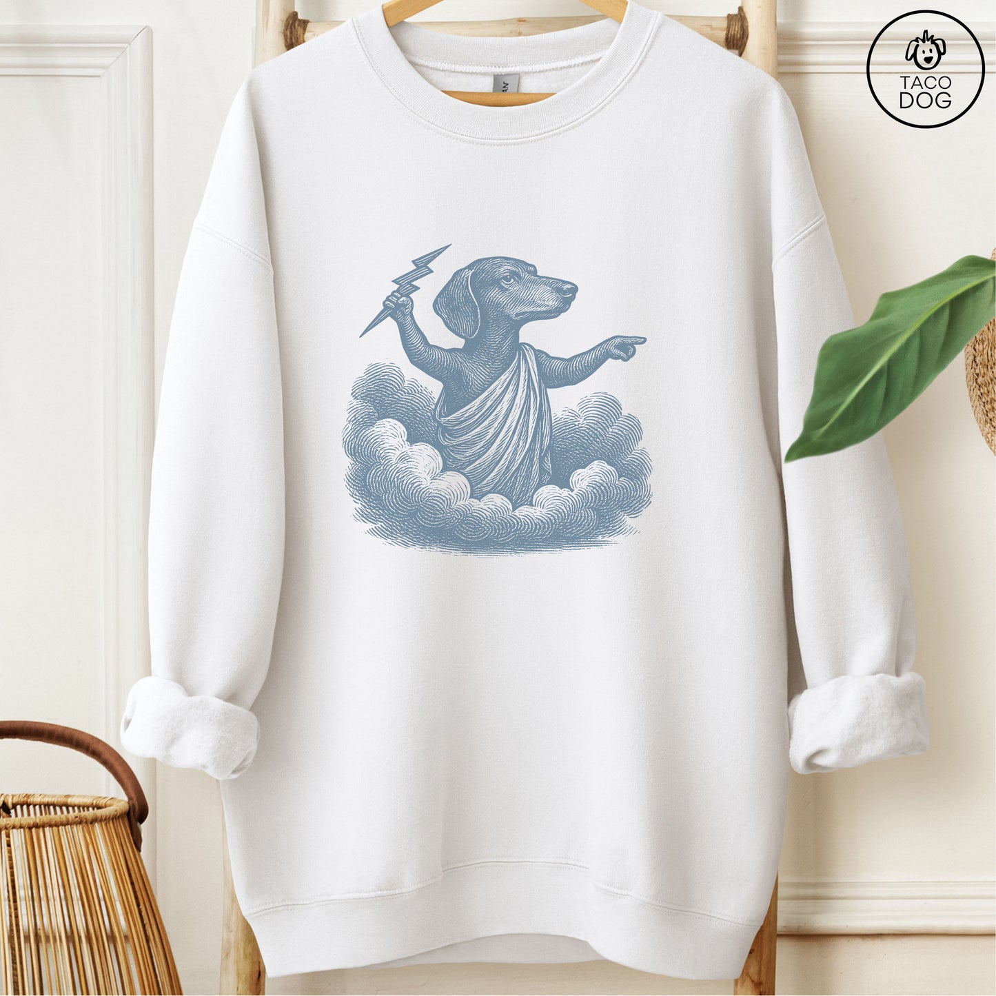 Dachshund Zeus Sweatshirt White M Taco-Dog