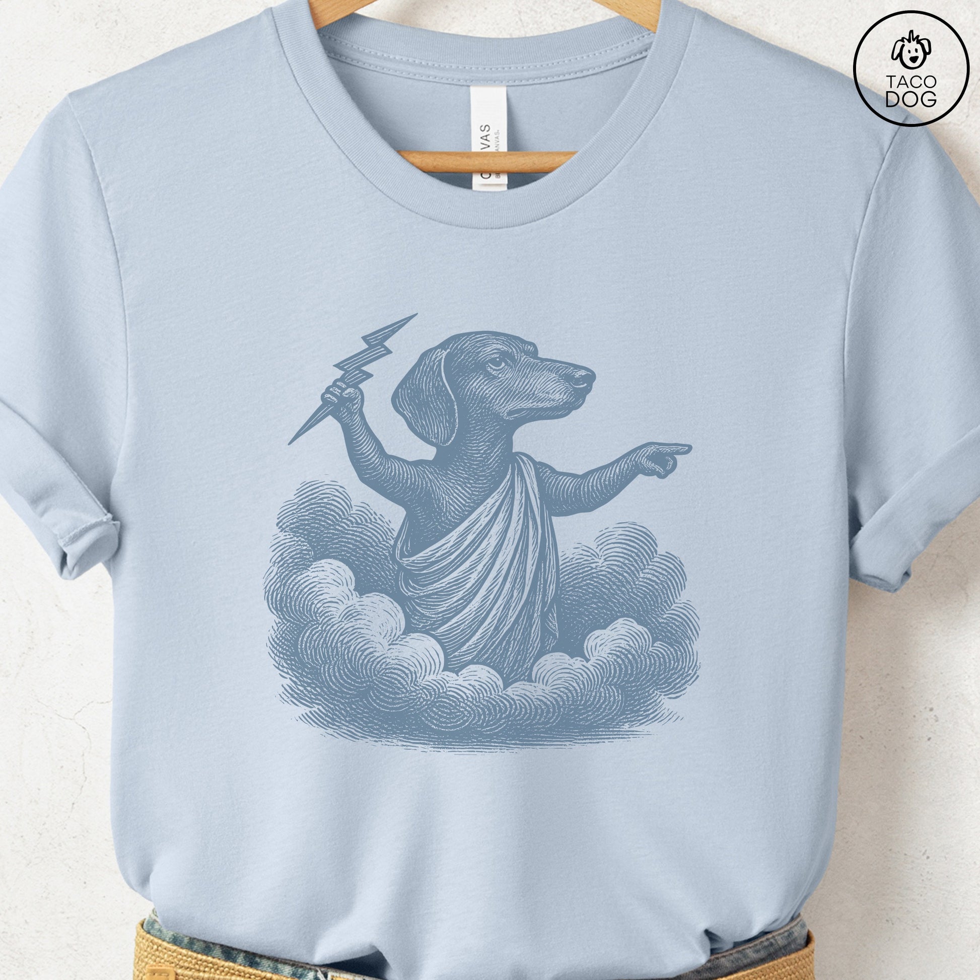 Dachshund Zeus T-Shirt Light Blue S Taco-Dog