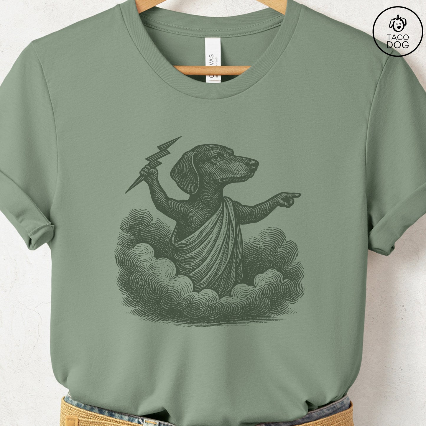 Dachshund Zeus T-Shirt Sage S Taco-Dog