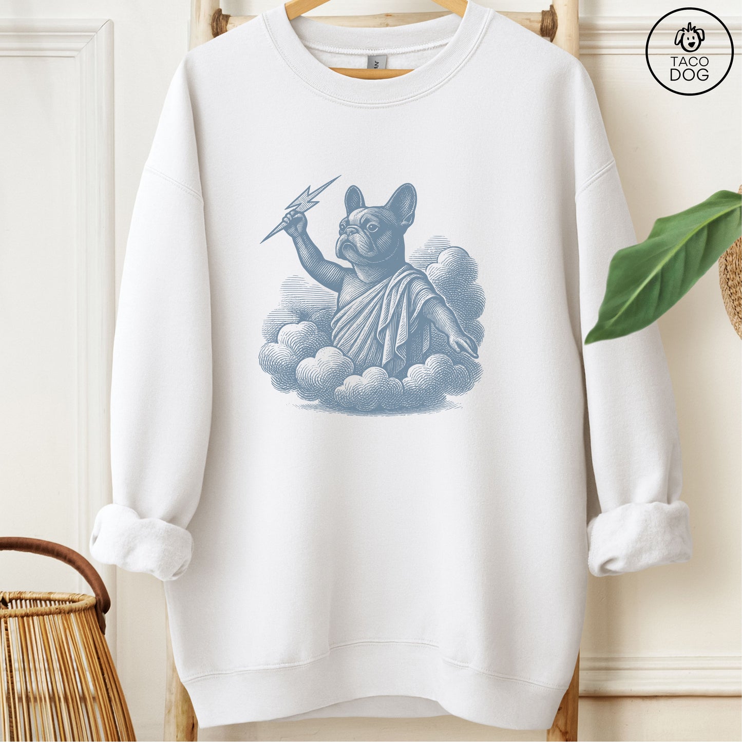 French Bulldog Frenchie Zeus Sweatshirt White M Taco-Dog