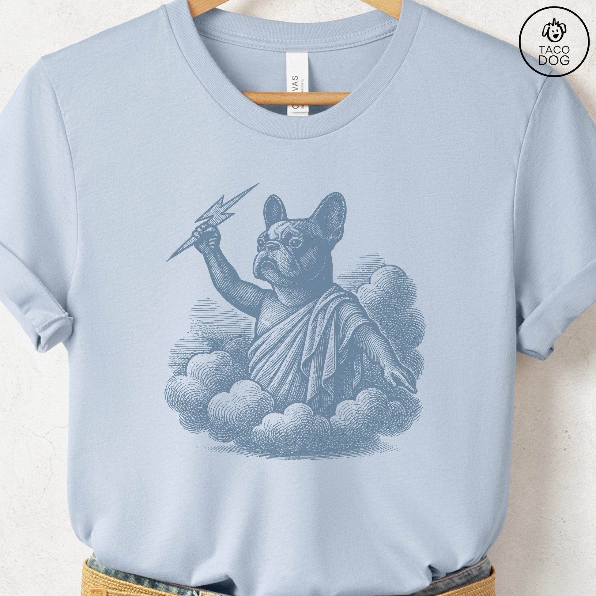 French Bulldog Frenchie Zeus T-Shirt Light Blue S Taco-Dog