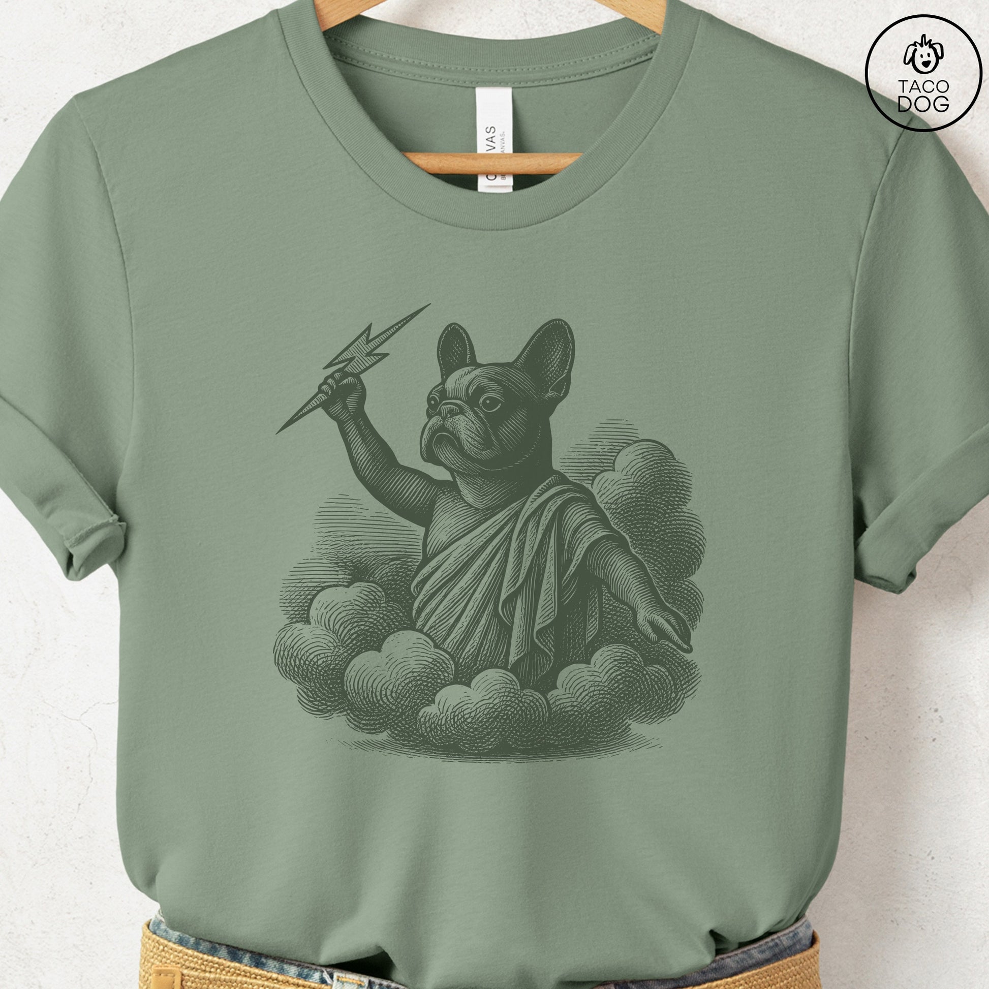 French Bulldog Frenchie Zeus T-Shirt Sage S Taco-Dog