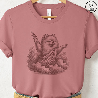 Pomeranian Zeus T-Shirt Heather Mauve S Taco-Dog
