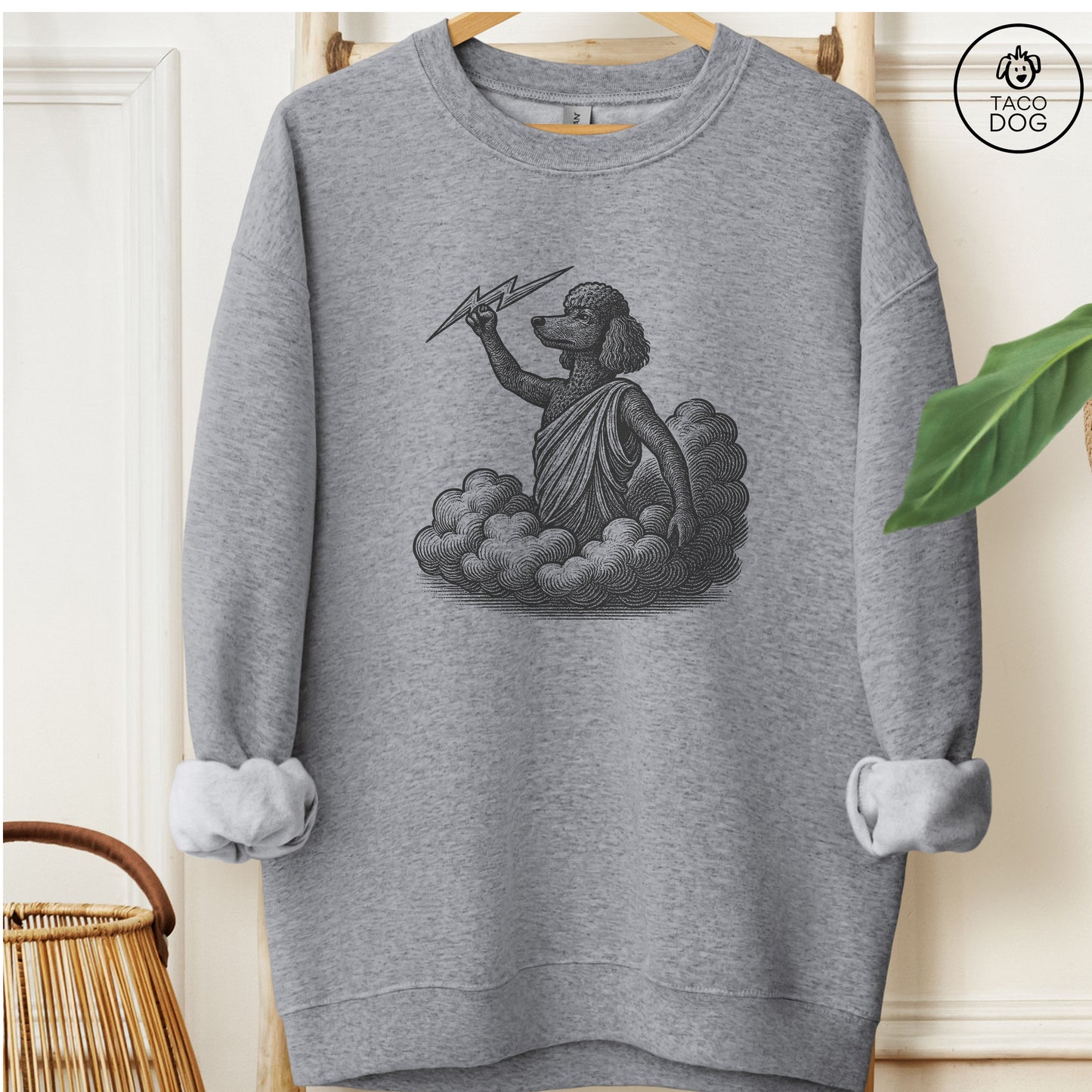 Poodle Zeus Sweatshirt Graphite Heather M Taco-Dog