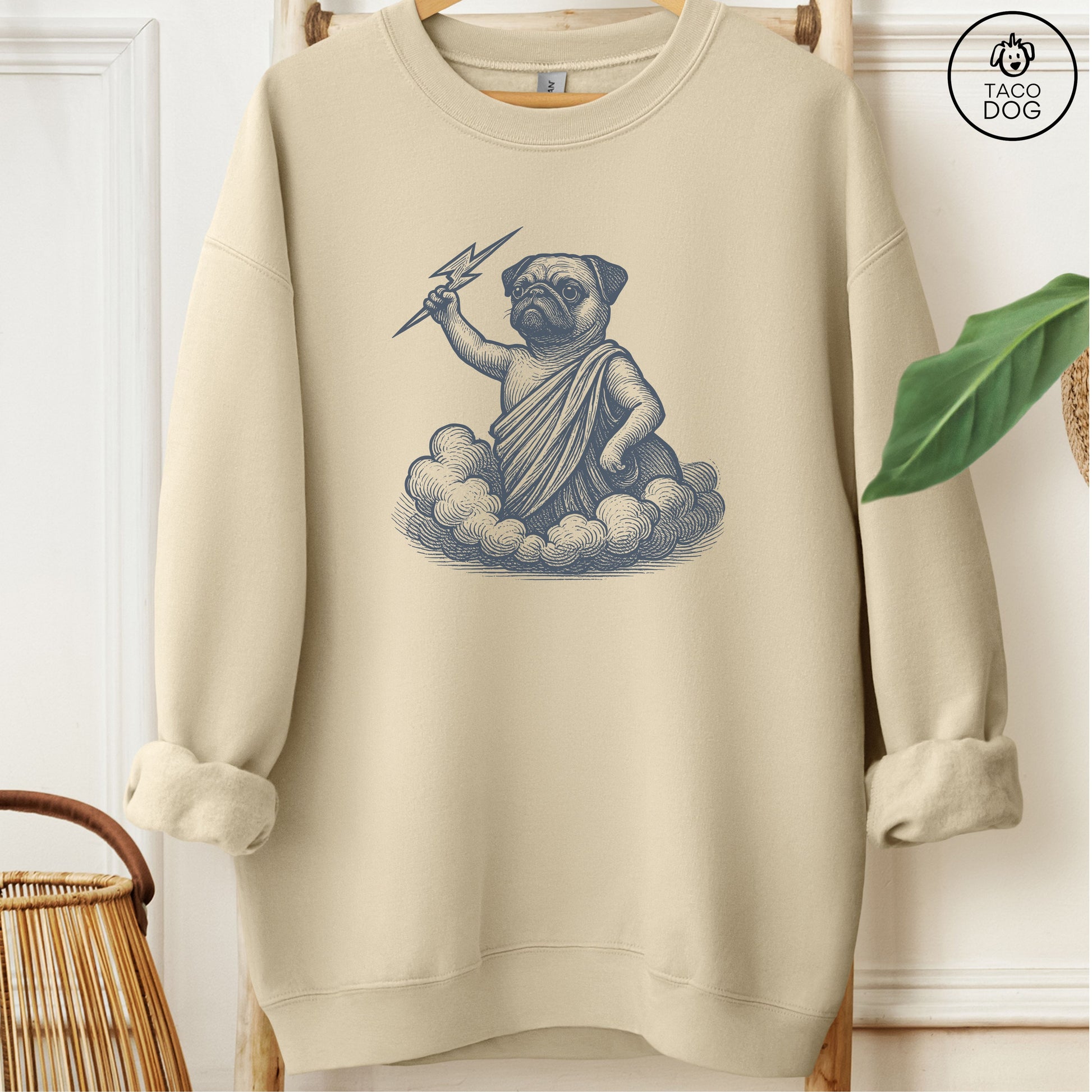 Pug Zeus Sweatshirt Sand M Taco-Dog