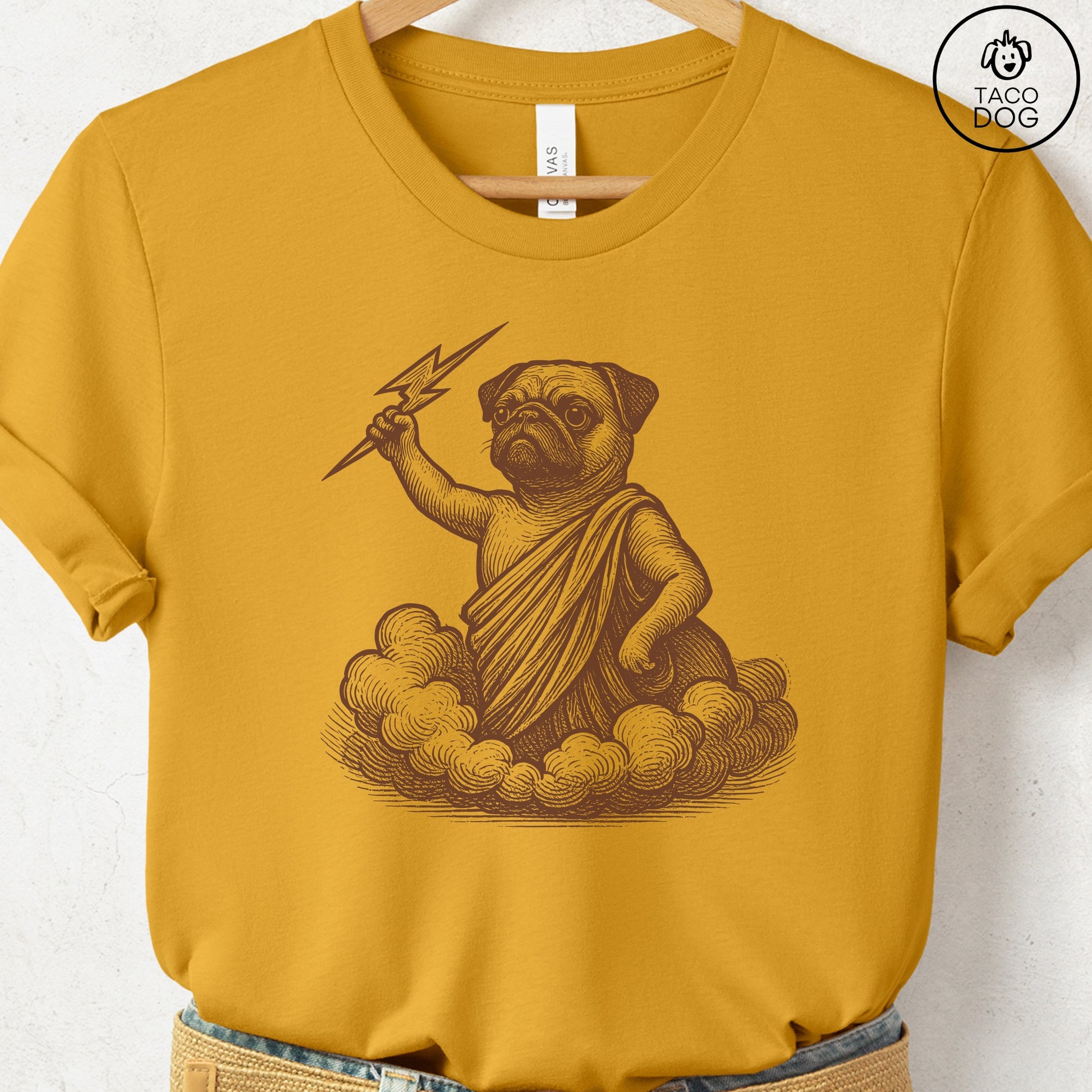 Pug Zeus T-Shirt Mustard S Taco-Dog