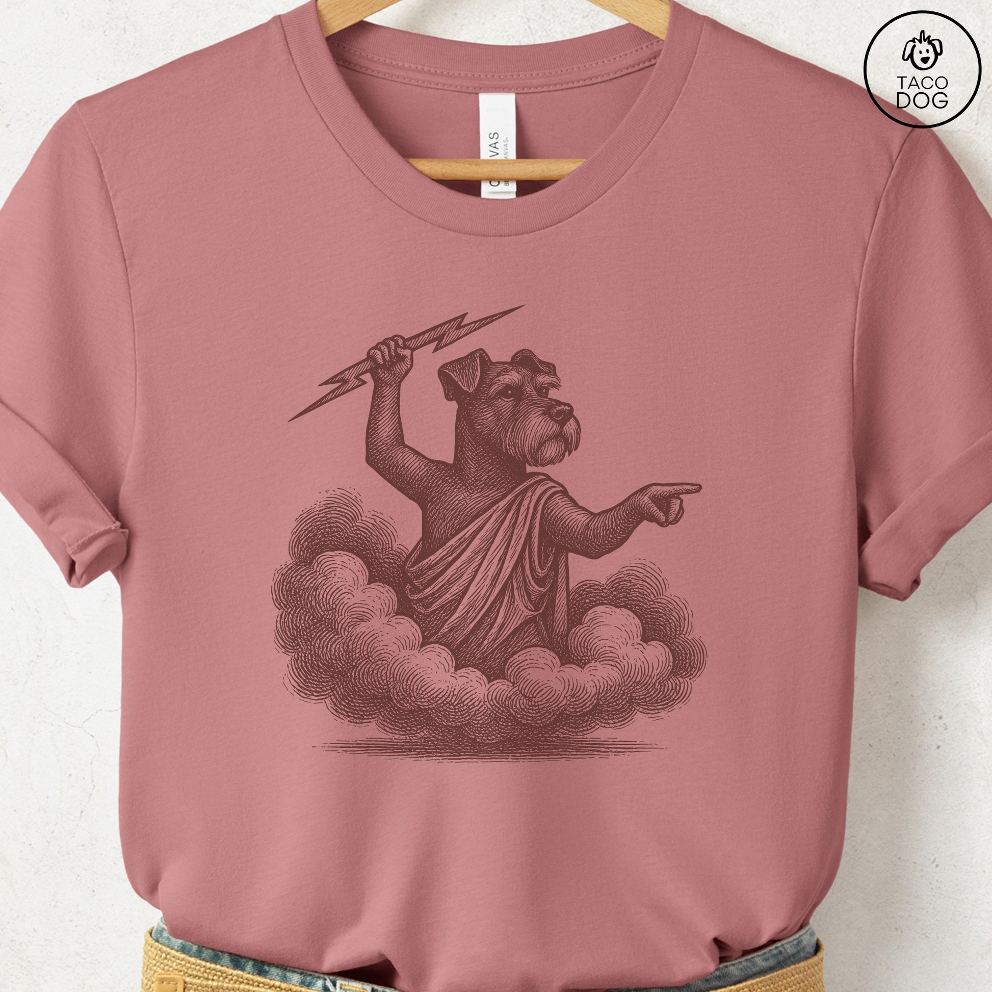 Schnauzer Zeus T-Shirt Heather Mauve S Taco-Dog