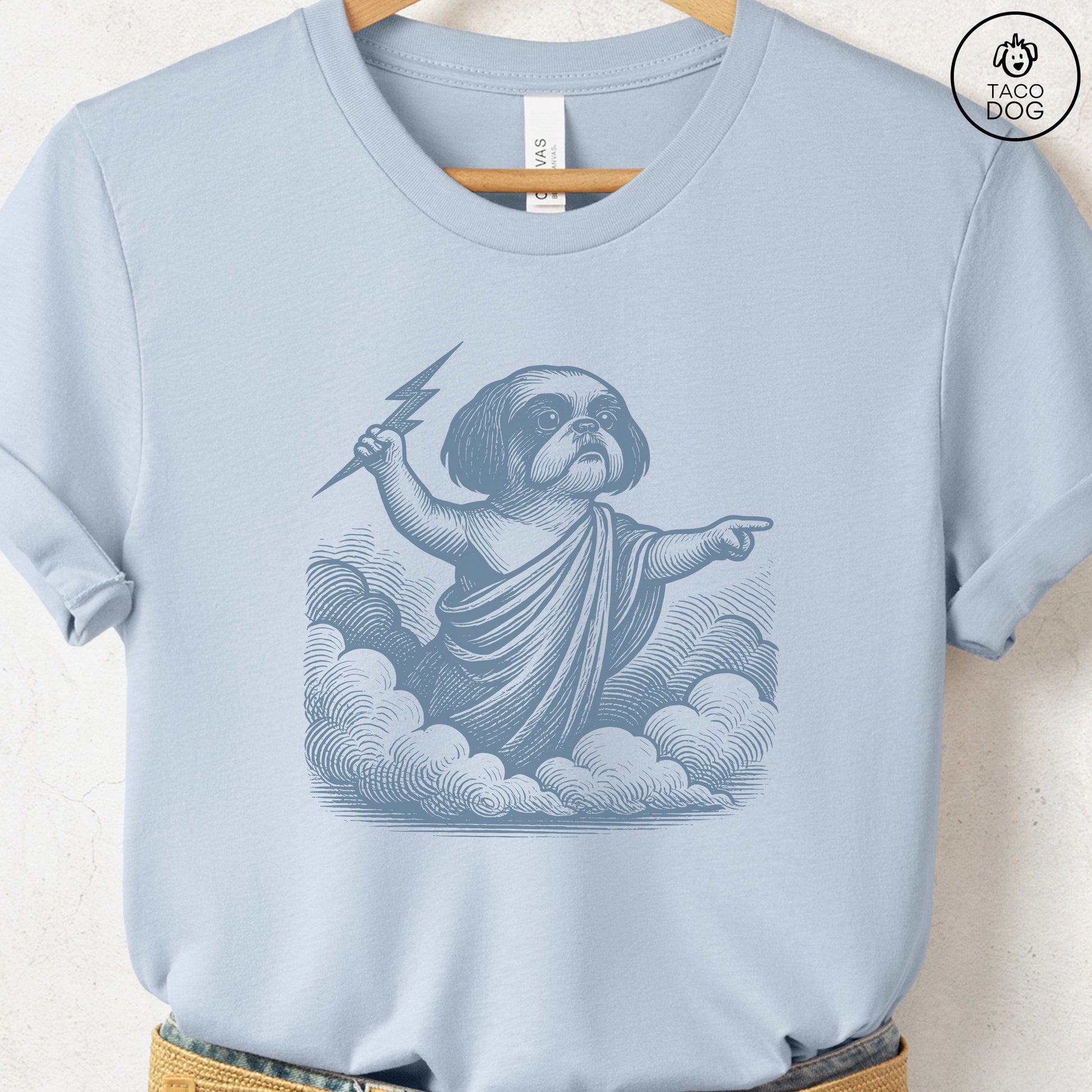 Shih Tzu Zeus T-Shirt Light Blue S Taco-Dog