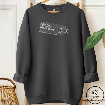 Akita Zoomies Track Team Sweatshirt Charcoal Taco-Dog