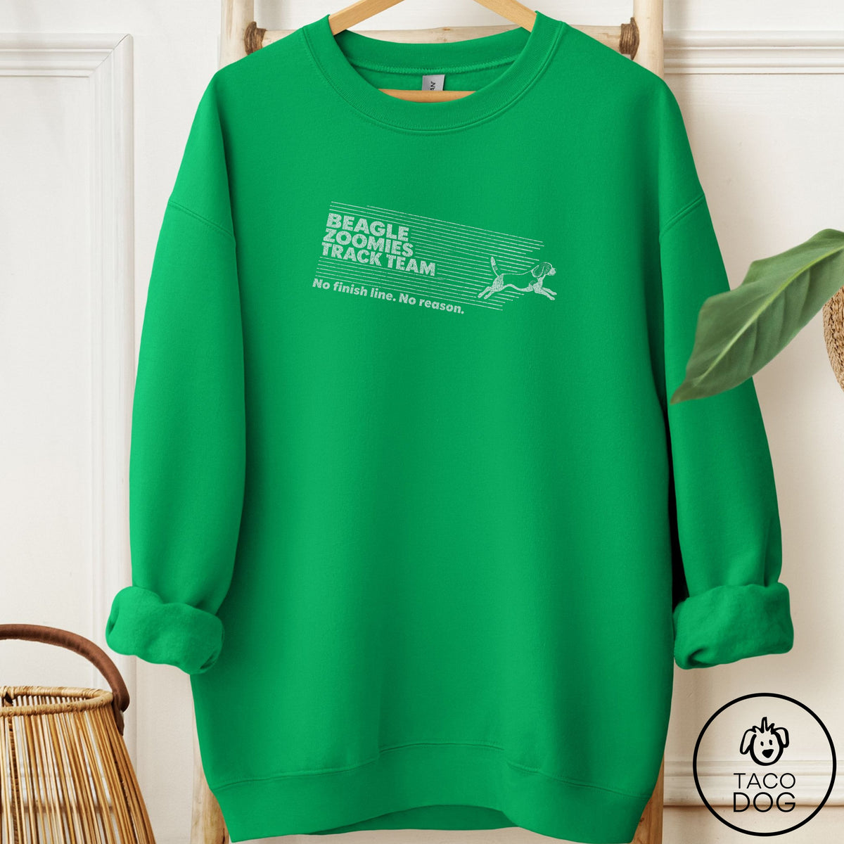 Beagle Zoomies Track Team Sweatshirt Irish Green Taco-Dog