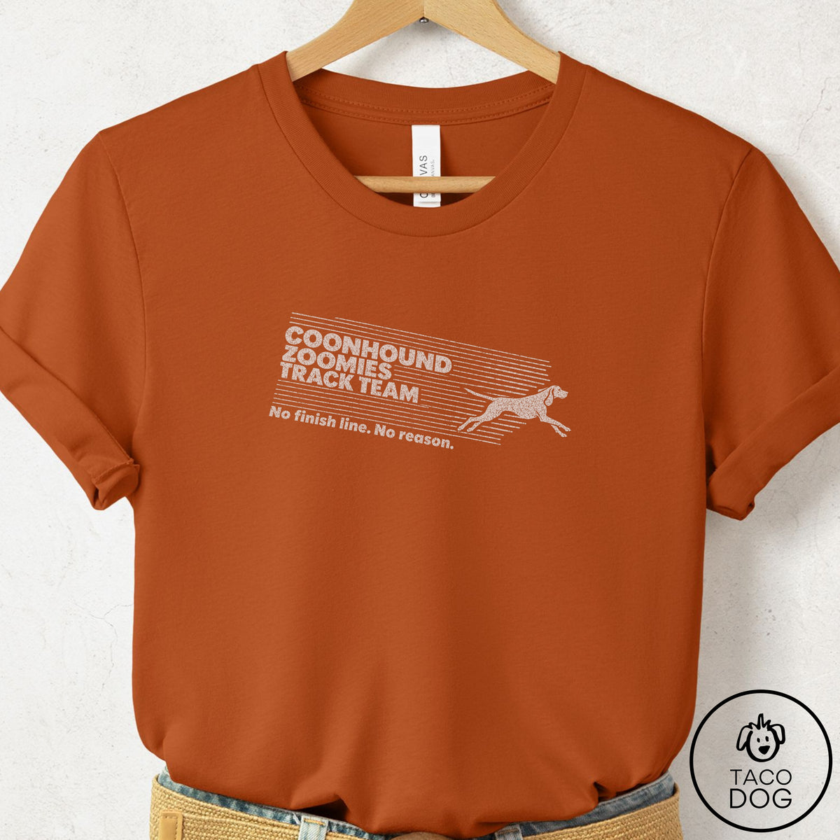Coonhound Zoomies Track Team T-Shirt Autumn Taco-Dog