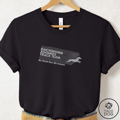 Dachshund Zoomies Track Team T-Shirt Black Taco-Dog