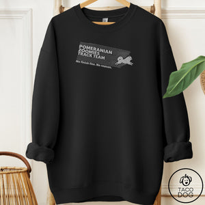 Pomeranian Zoomies Track Team Sweatshirt Black Taco-Dog