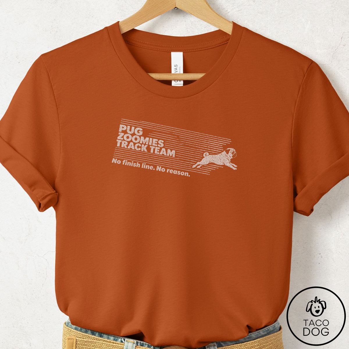 Pug Zoomies Track Team T-Shirt Autumn Taco-Dog