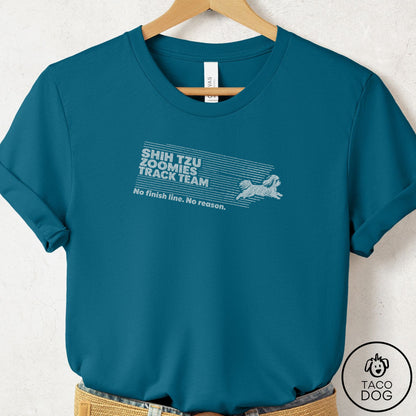 Shih Tzu Zoomies Track Team T-Shirt Deep Teal Taco-Dog