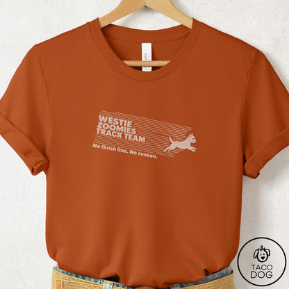 Westie Zoomies Track Team T-Shirt Autumn Taco-Dog
